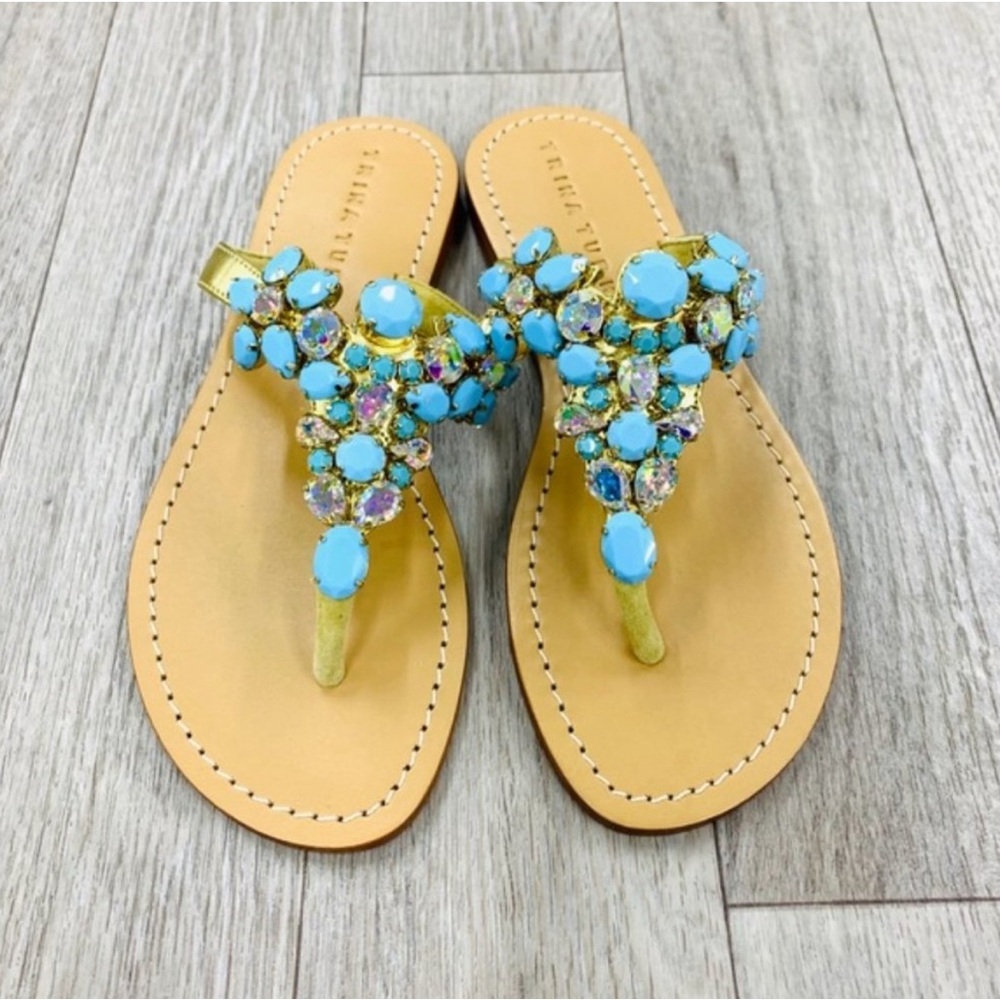 Turquoise Jeweled Mesa Sandal